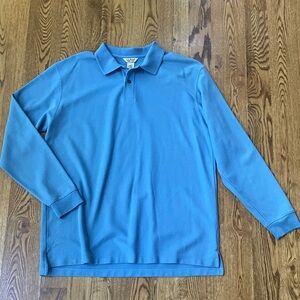 Vintage LL Bean wrinkle resistant Double L Polo 100% cotton L tall shirt blue
